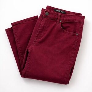 ONE‎ 5 ONE Womens Burgundy Skinny Jeans Size 14